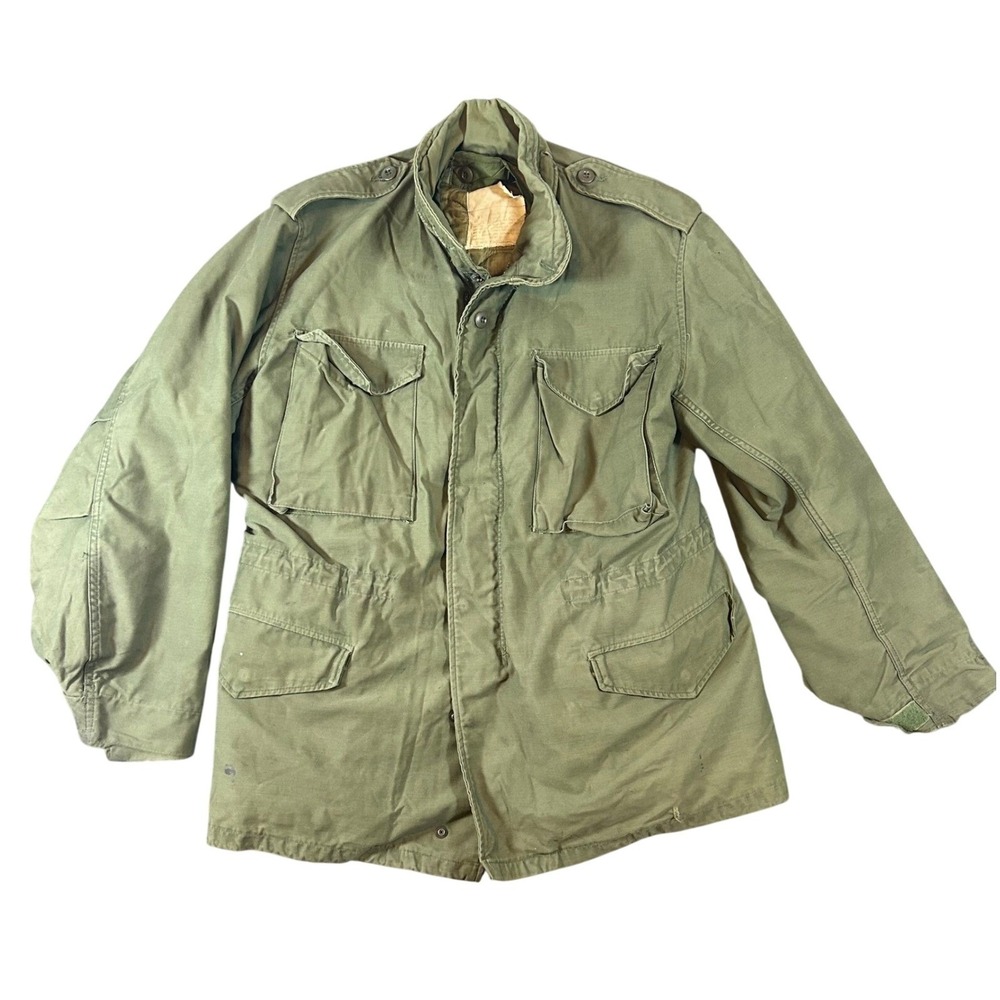 US Military M65 Field Jacket OG-107 Men Medium Reg w/Liner Cold Weather Coat 80s
